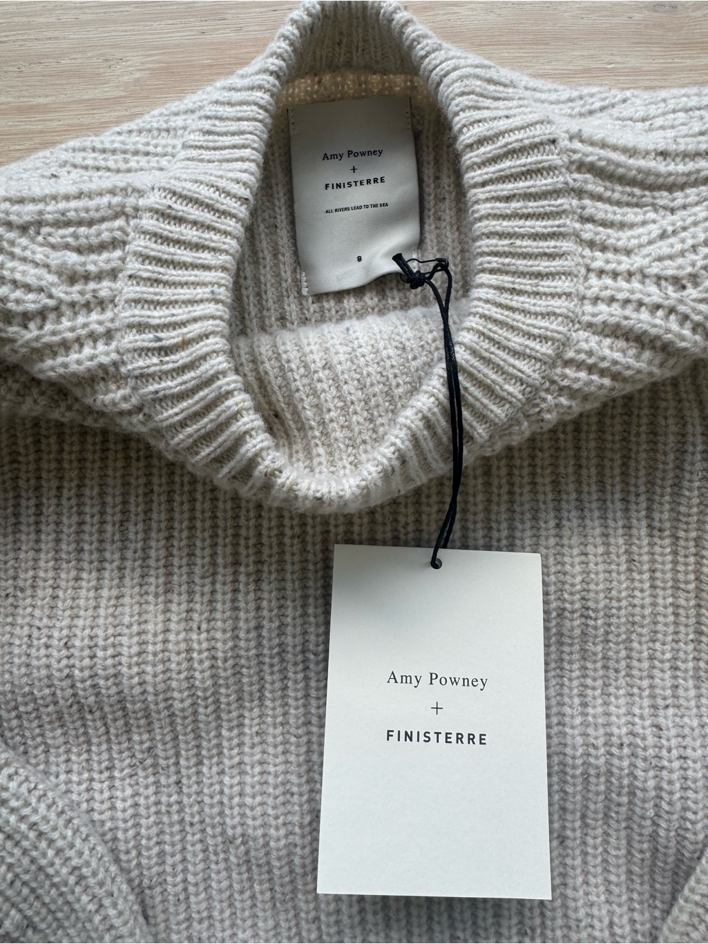 Amy Powney X Finisterre Light Gray Crewneck Ribbed Sweater Bnwt Size 8 — image 3 of 6
